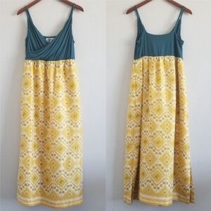 Anthropologie Cuernavaca Green/Blue Sleeveless Sundress Maxi by Edme & Esyllte